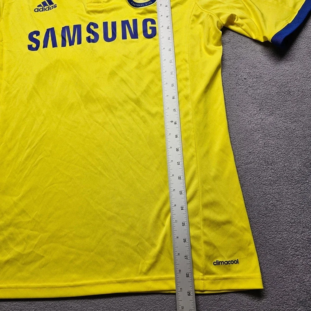 Chelsea 2014-15 Away FC Eden Hazard Jersey Men L Yellow Adidas Samsung Climacool